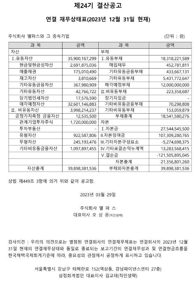 제24기 결산공고(연결재무상태표).jpg